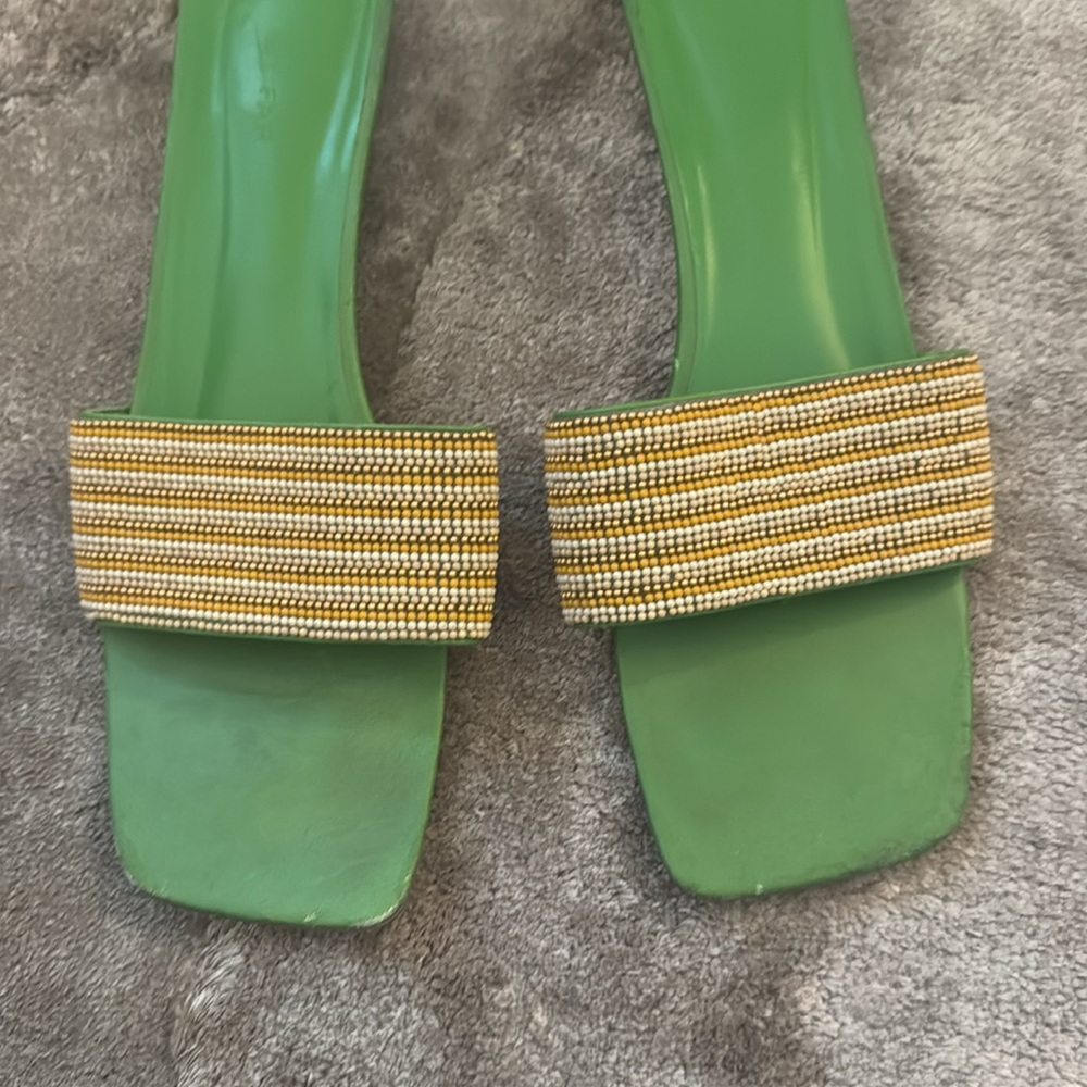 By far green leather mules with bead detail size 40 - Picture 3 of 4